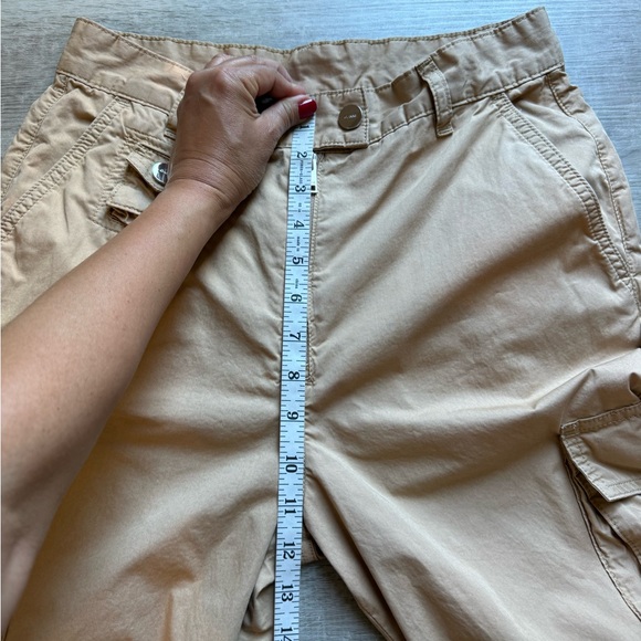 GANNI Twill Camel Cargo Pants Drawstring Hem High Rise Sz 34/US2 Organic Cotton - Picture 13 of 16